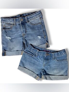 Kids Girls Jean Denim Shorts Size 6/7 Gap & Children’s Place Set of 2 Bundle Lot